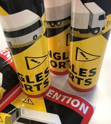 ETIQUETA ADHESIVA "ATTENTION ANGLES MORTS" CAMIONES - ÁNGULOS MUERTOS BOBINA