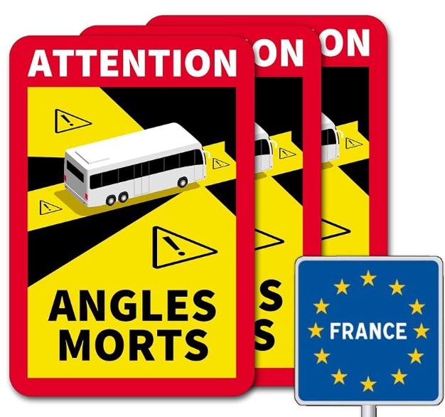 ETIQUETA ADHESIVA "ATTENTION ANGLES MORTS" CAMIONES - ÁNGULOS MUERTOS BOBINA