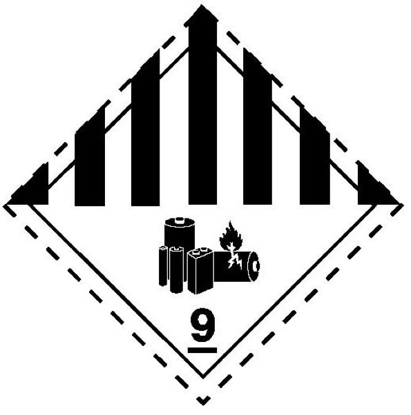 CLASE 9A ADR BATERIAS/ PILAS 250x250mm