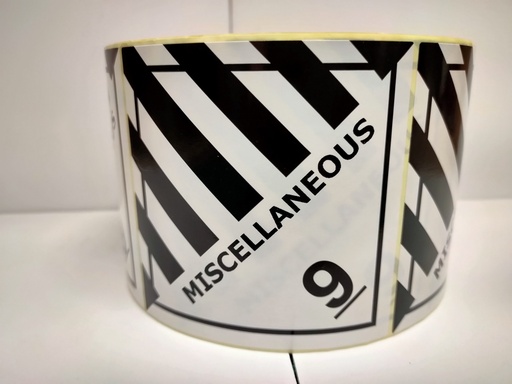 [ET019] CLASE 9 PELIGROS DIVERSOS CON TEXTO MISCELLANEOUS - Bobina 1.000 unidades