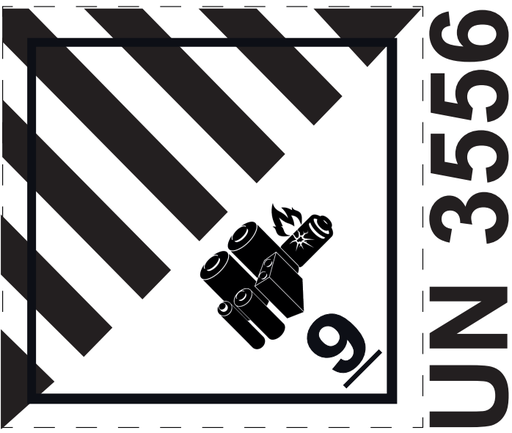 [9A+UN3556] ETIQUETA CLASE 9A BATERIAS - UN 3556 LATERAL 105X125 MM BOBINA  